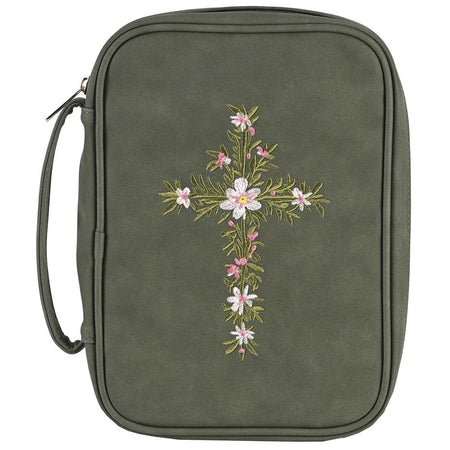 White Dove Designs Bible Cover-Embroidered Cross-Green-XLG by Dicksons