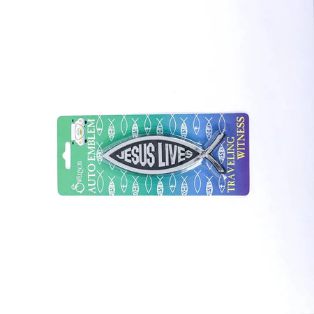 AUTO EMBLEM JESUS LIVES FISH SILVER PK6