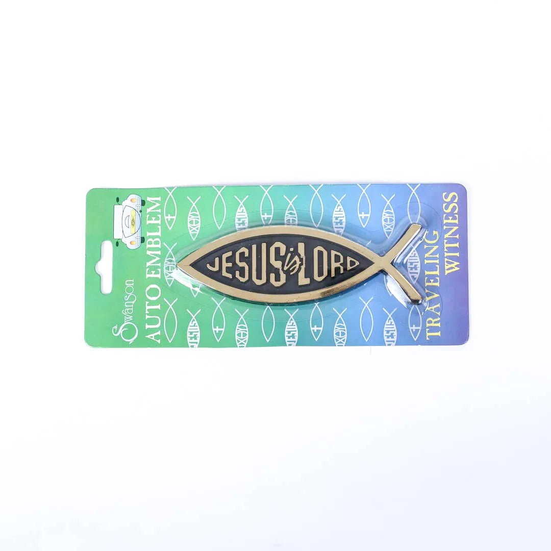 AUTO EMBLEM JESUS IS LORD FISH GOLD PK6