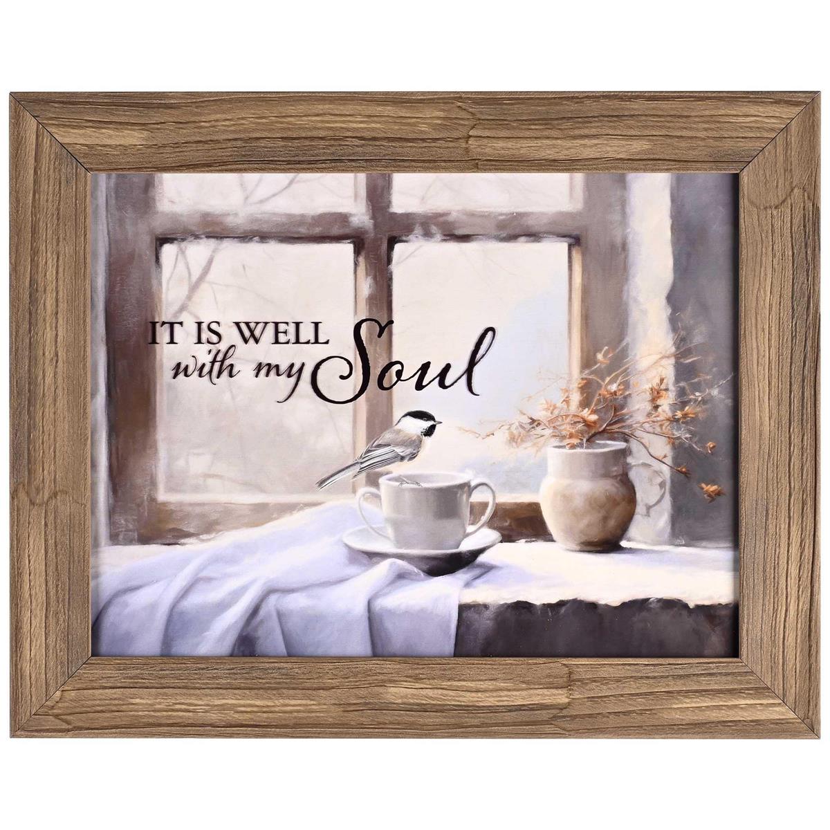 Inspirational Christian Framed Wall Art 13 x 17 Inch Wood and Glass Bird Well by Dicksons, product view 2