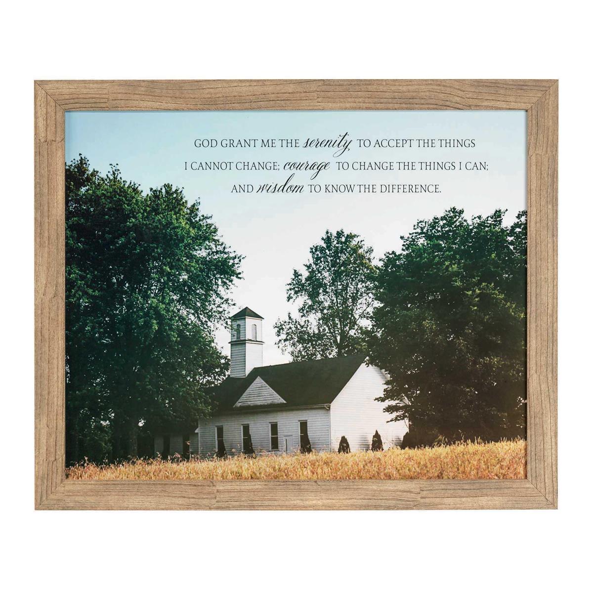 Serenity Prayer White Country Church 16 x 20 Wood and Glass Decorative Wall by Dicksons