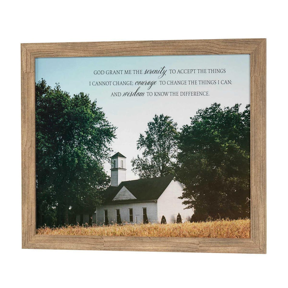 Serenity Prayer White Country Church 16 x 20 Wood and Glass Decorative Wall by Dicksons, product view 2