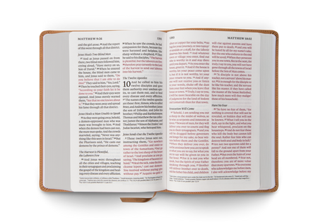 ESV Giant Print Personal Size Bible, Red Letter – Leather, TruTone®, Nubuck Caramel, Wildflower Design, product view 2