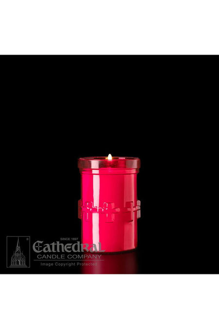 3-Day Ruby Raised Cross Candle - UM790-47 by Anchor Christian Distributors