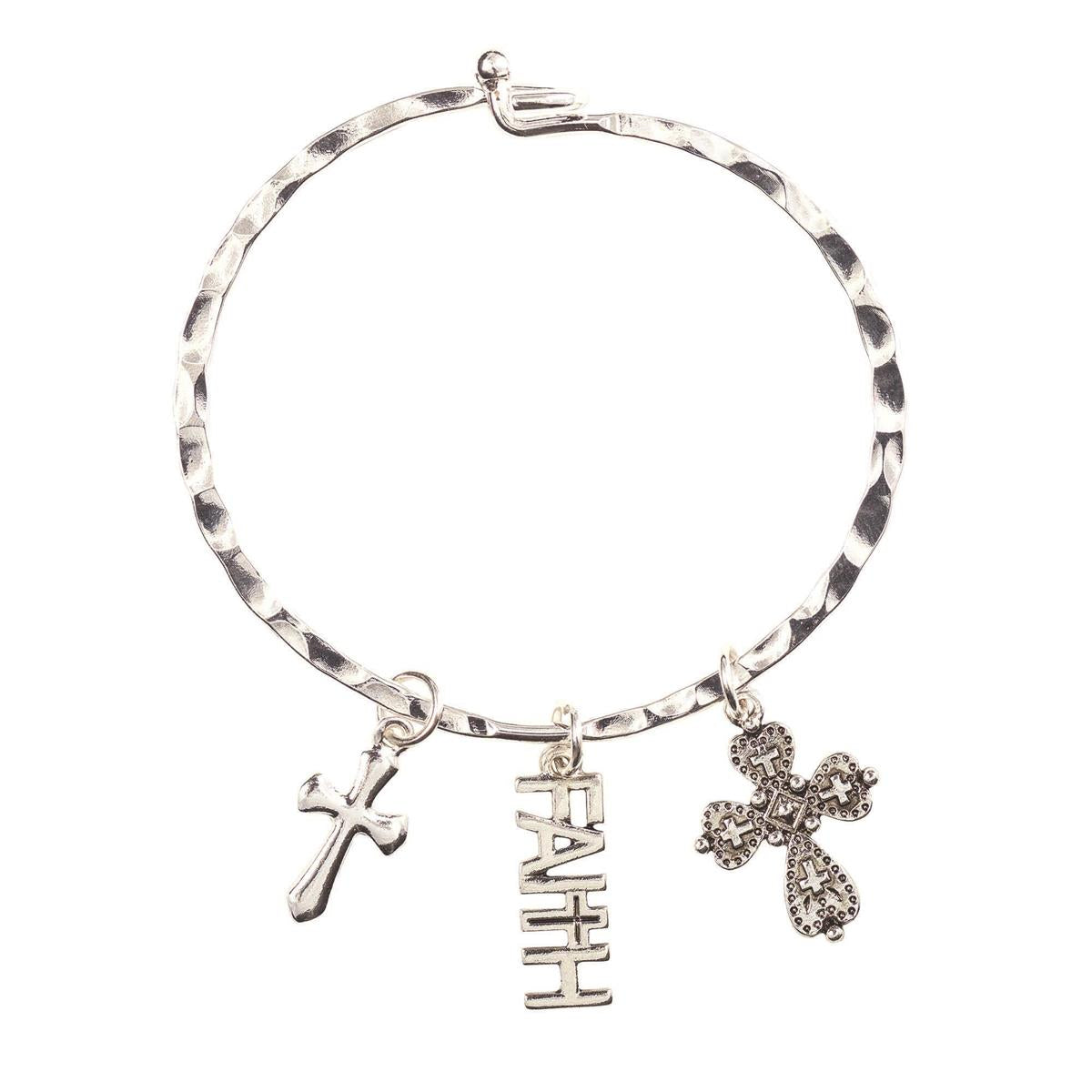Bangle Bracelet Faith Charm Silver Plate by Dicksons, product view 2