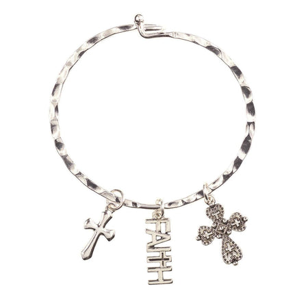 Bangle Bracelet Faith Charm Silver Plate by Dicksons, product view 2