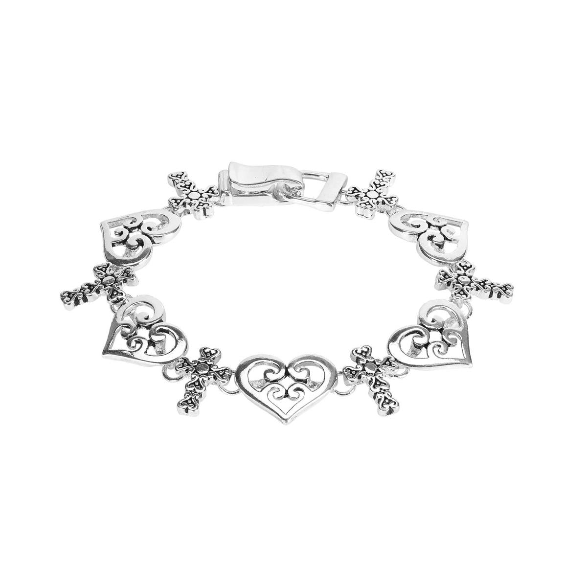Bracelet Cross Magnetic Link Silver by Dicksons