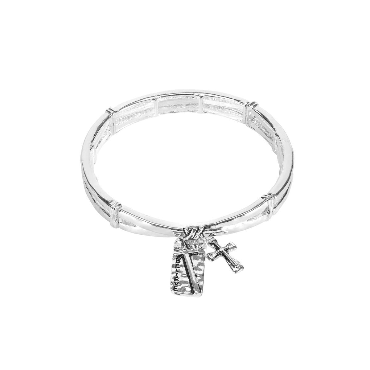 Bracelet Believe Heart Cross Silver by Dicksons