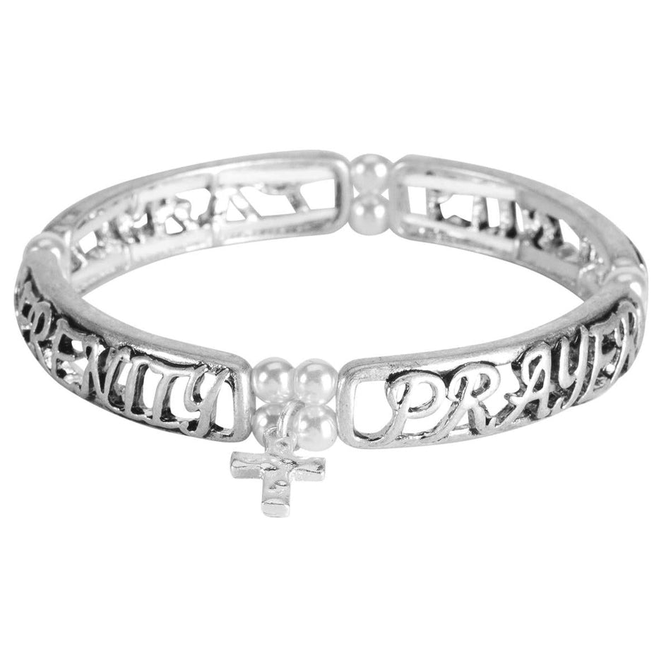 Bracelet Serenity Prayer Cross/Pearls by Dicksons