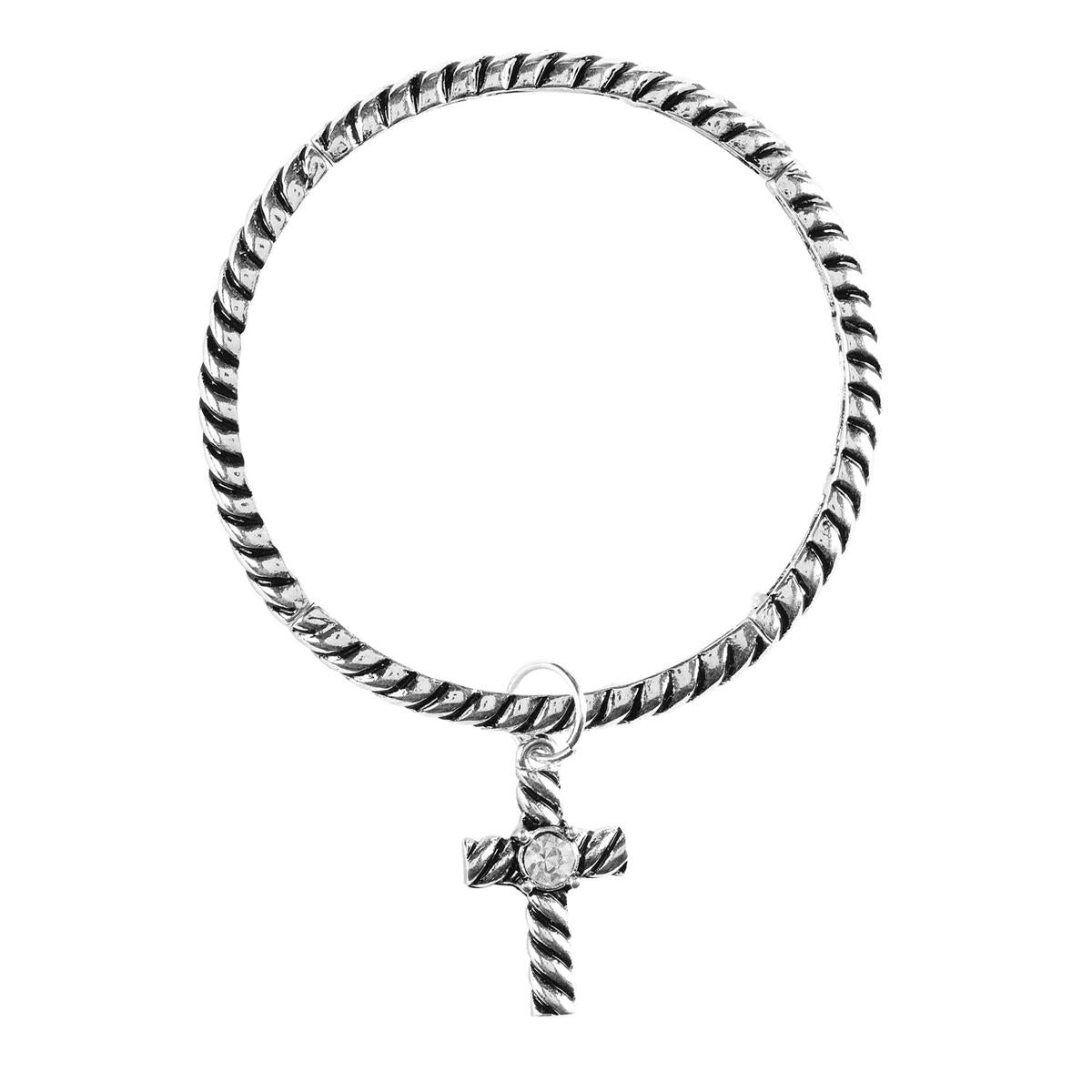 Stretch Bracelet With Large Cross/Cz by Dicksons