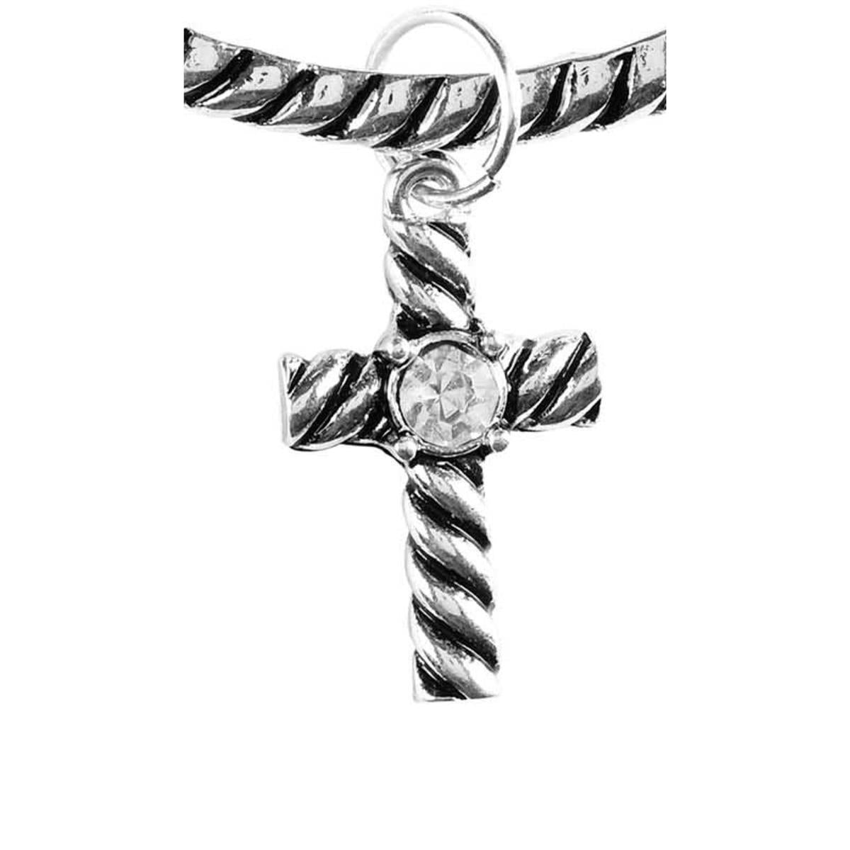 Stretch Bracelet With Large Cross/Cz by Dicksons, product view 2