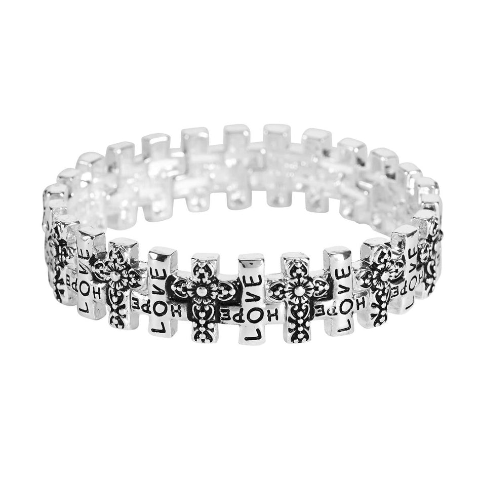 Stretch Bracelet Love/Hope Cross by Dicksons
