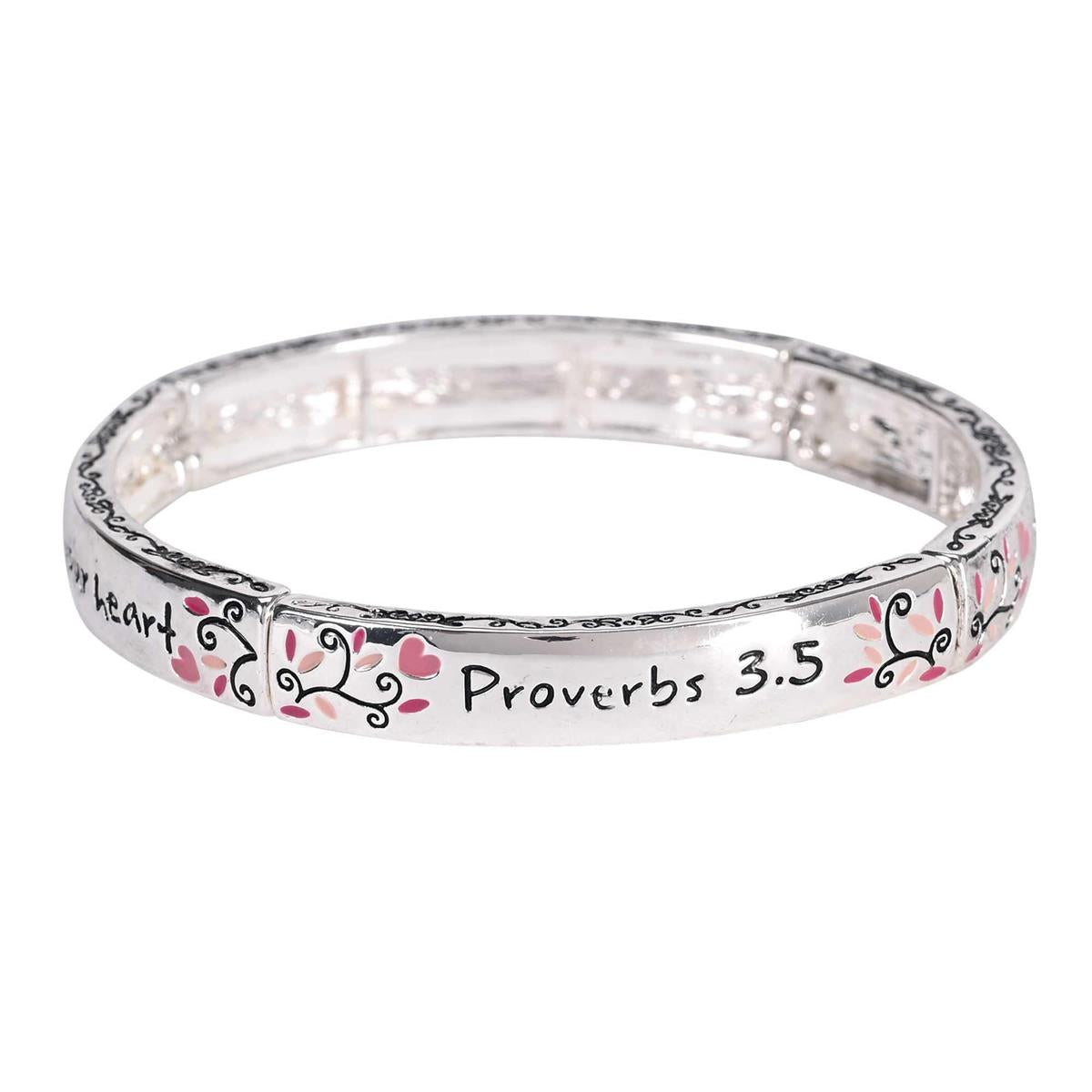 Stretch Bracelet Proverbs 3:5 Floral by Dicksons, product view 4