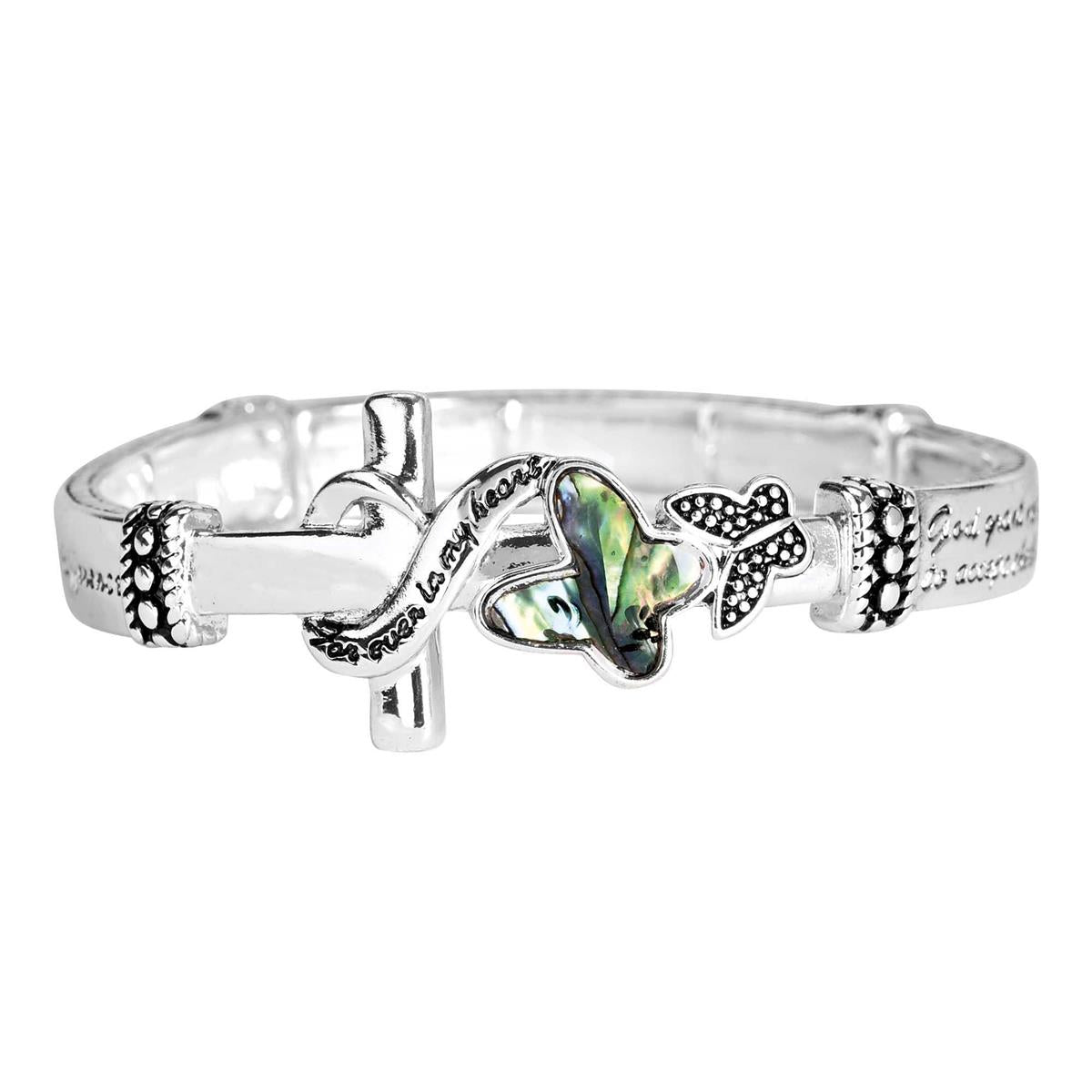 Stretch Bracelet Abalone Serenity Prayer by Dicksons