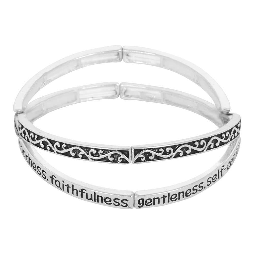 Fruits of The Spirit Silver Plated Women's One Size X Shaped Bangel Bracelet by Dicksons, product view 2