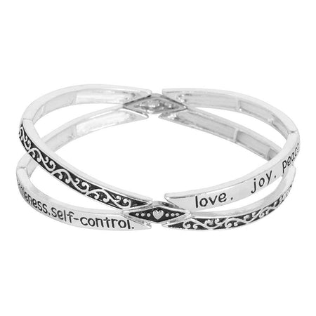 Fruits of The Spirit Silver Plated Women's One Size X Shaped Bangel Bracelet by Dicksons, product view 3