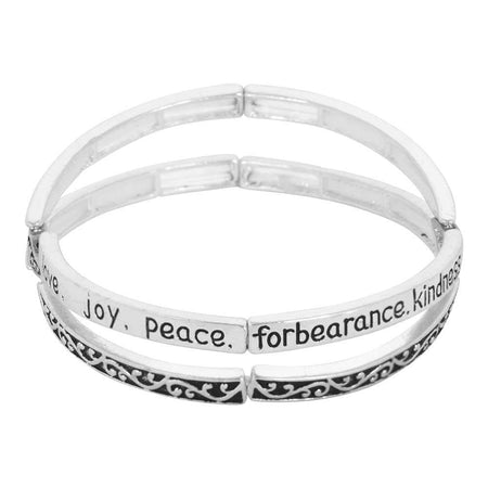 Fruits of The Spirit Silver Plated Women's One Size X Shaped Bangel Bracelet by Dicksons, product view 4