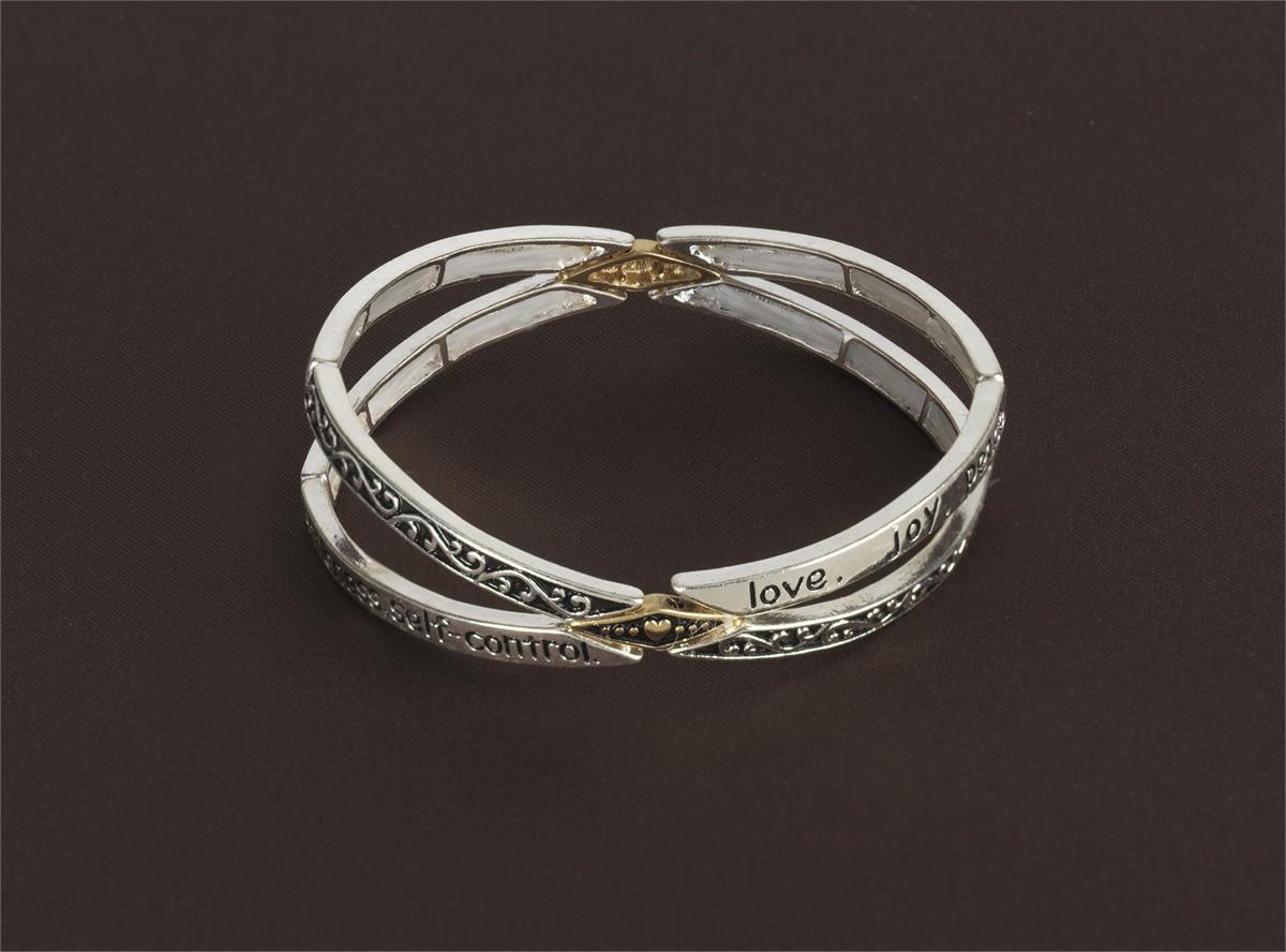 Fruits of The Spirit Silver Plated Women's One Size X Shaped Bangel Bracelet by Dicksons, product view 5