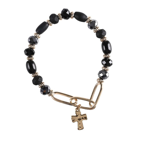 Bracelet Jet Multi Bead Cross by Dicksons