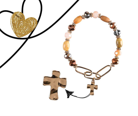 Bracelet Brown Multi Bead With Cross by Dicksons, product view 2