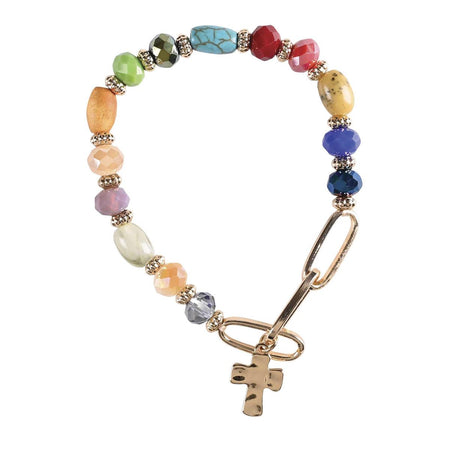 Bracelet Multi Color Bead With Cross by Dicksons