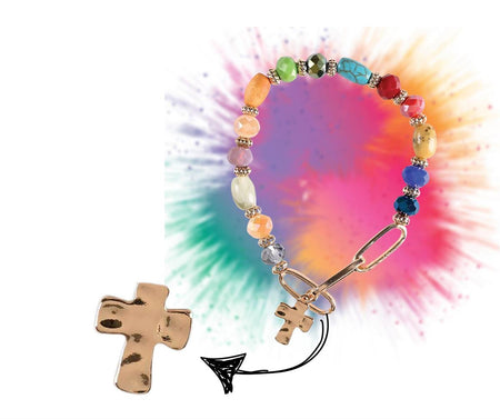 Bracelet Multi Color Bead With Cross by Dicksons, product view 2