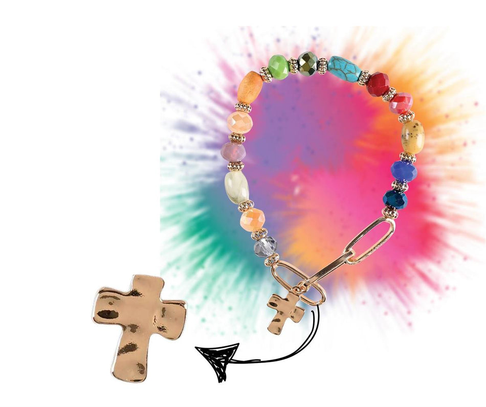Bracelet Multi Color Bead With Cross by Dicksons, product view 2