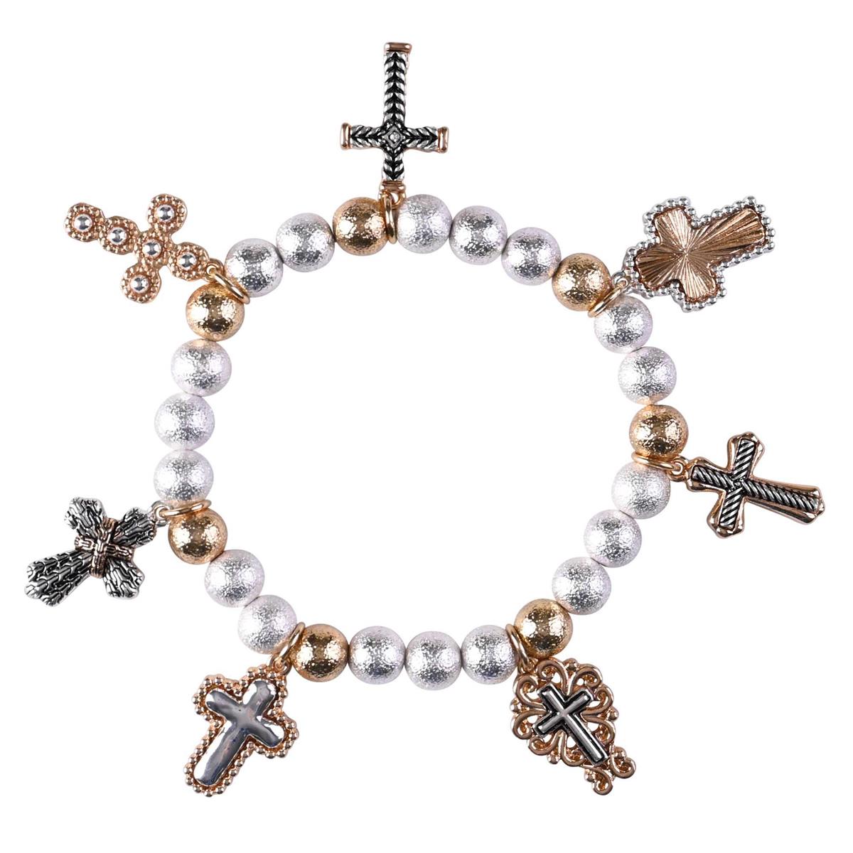 Stretch Bracelet Multi Cross 2Tone by Dicksons