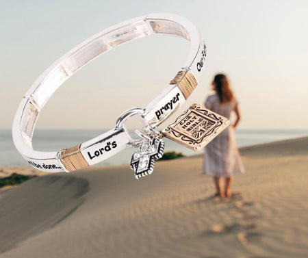 Stretch Bracelet Lord Prayer 2Tone by Dicksons, product view 3