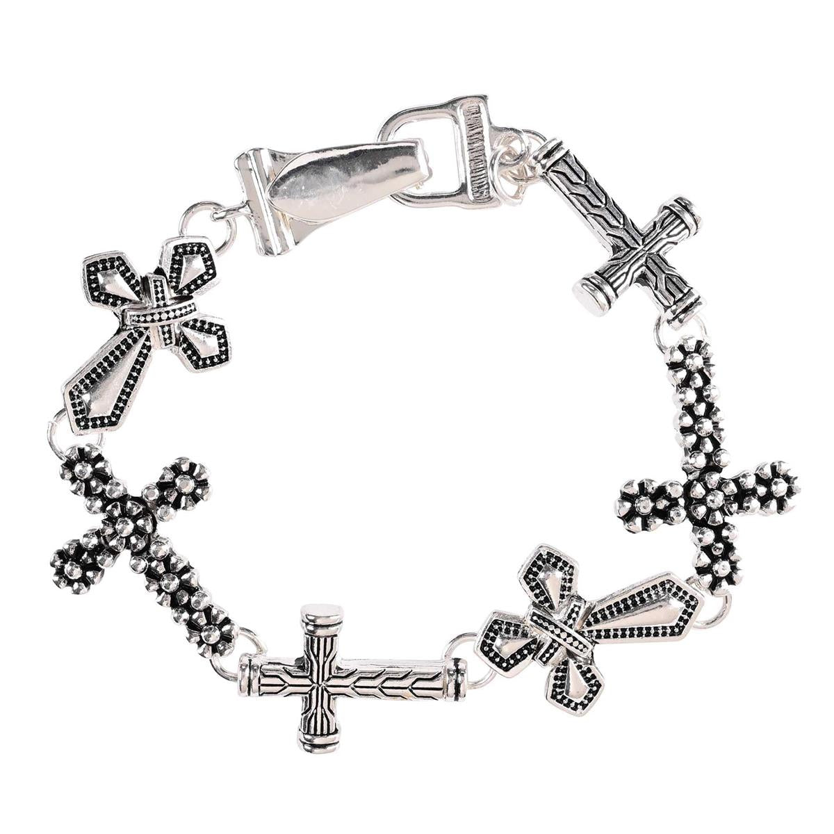 Bracelet Multi Cross Link Silver Plated by Dicksons