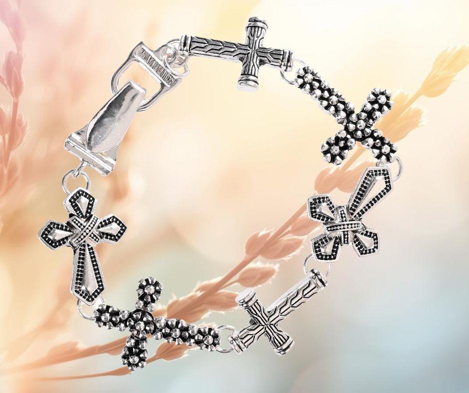 Bracelet Multi Cross Link Silver Plated by Dicksons, product view 2