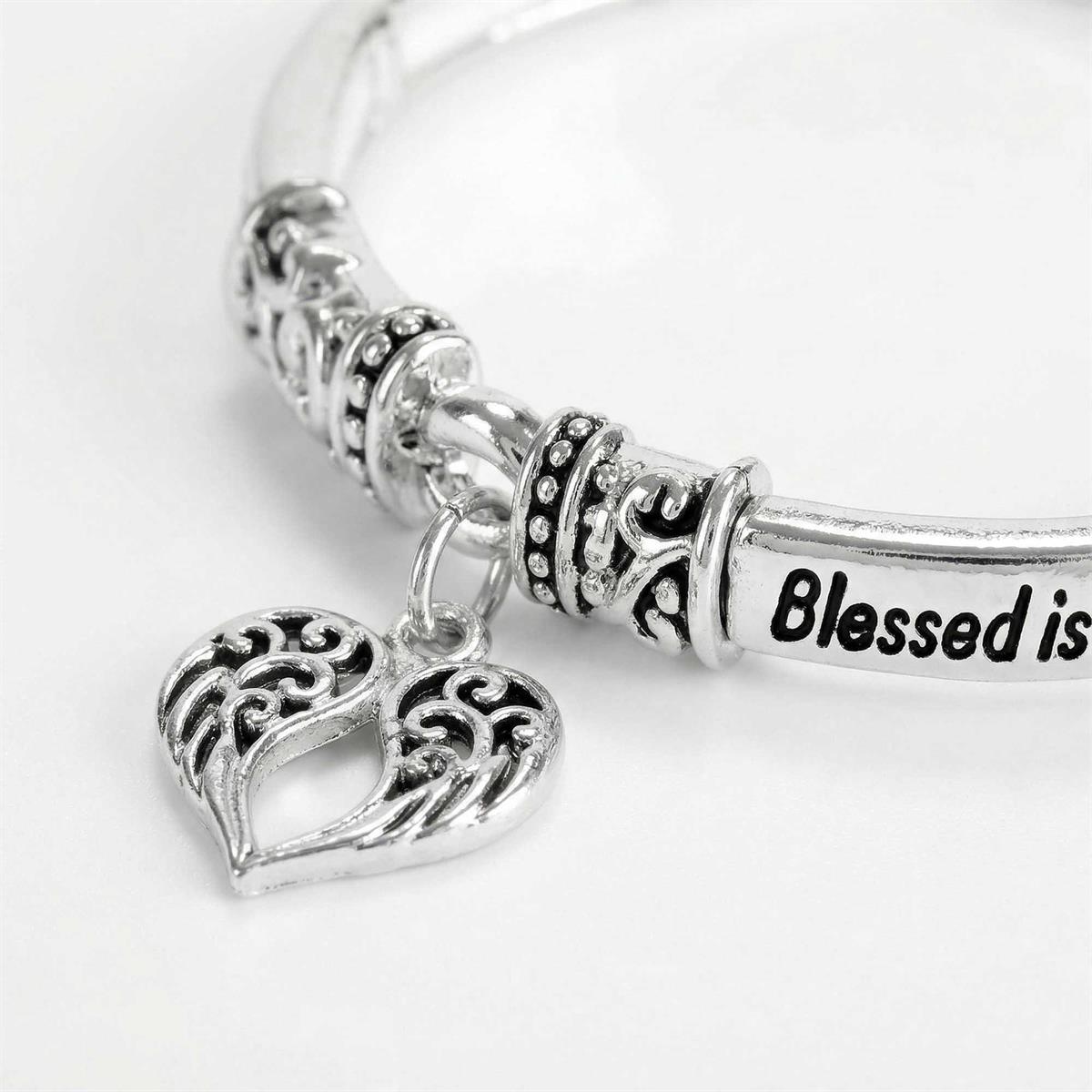 Bracelet Psalm 1:1 Engraved Winged Heart by Dicksons, product view 6