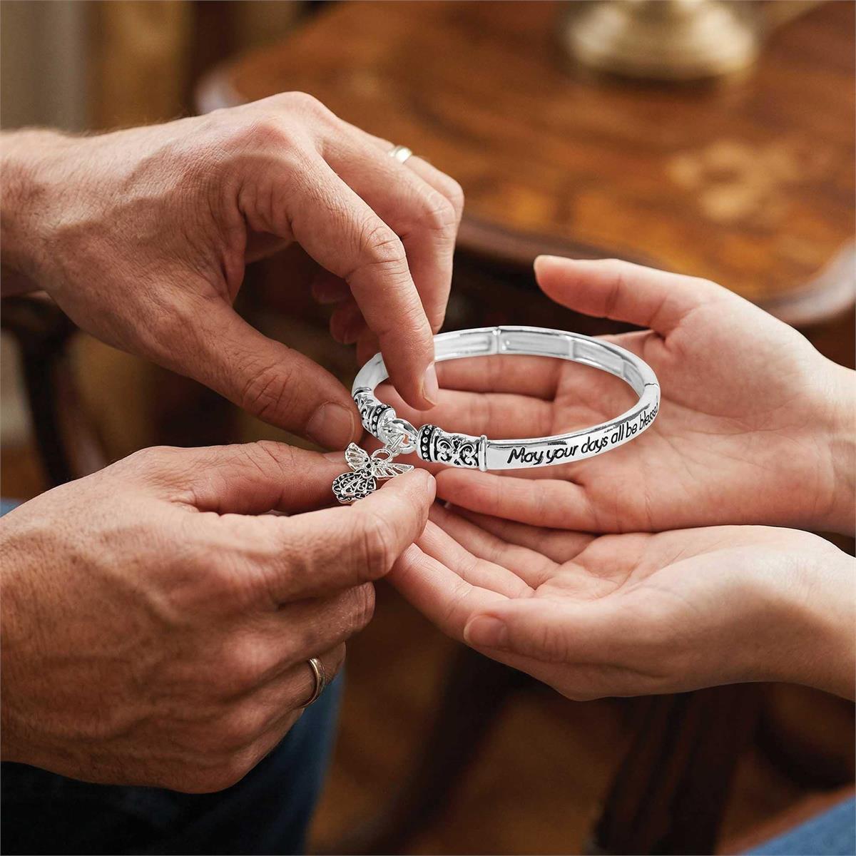 Bracelet Blessed Engraved Angel Tile by Dicksons, product view 4