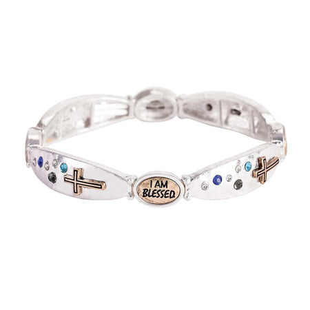 Bracelet Rhinestone I Am Blessed 2Tone by Dicksons