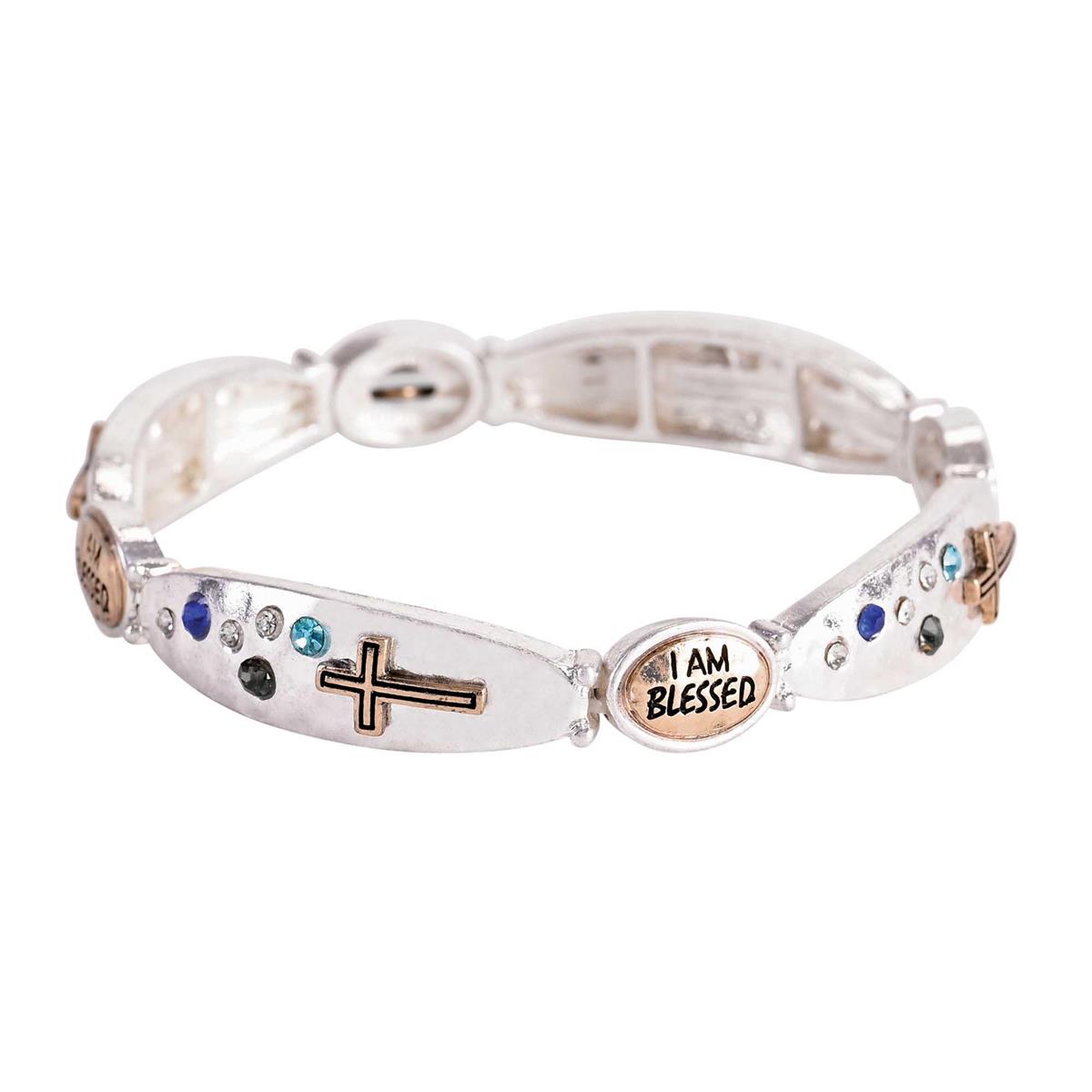 Bracelet Rhinestone I Am Blessed 2Tone by Dicksons, product view 2