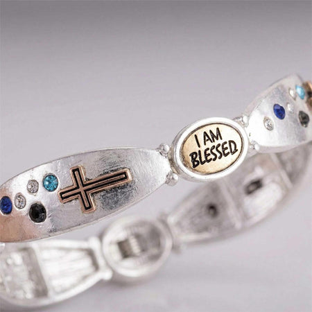 Bracelet Rhinestone I Am Blessed 2Tone by Dicksons, product view 6