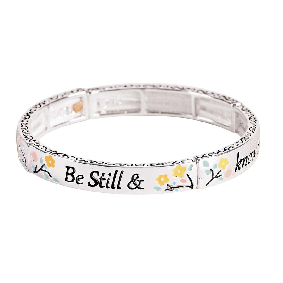 Bracelet Be Still And Know Floral Tile by Dicksons