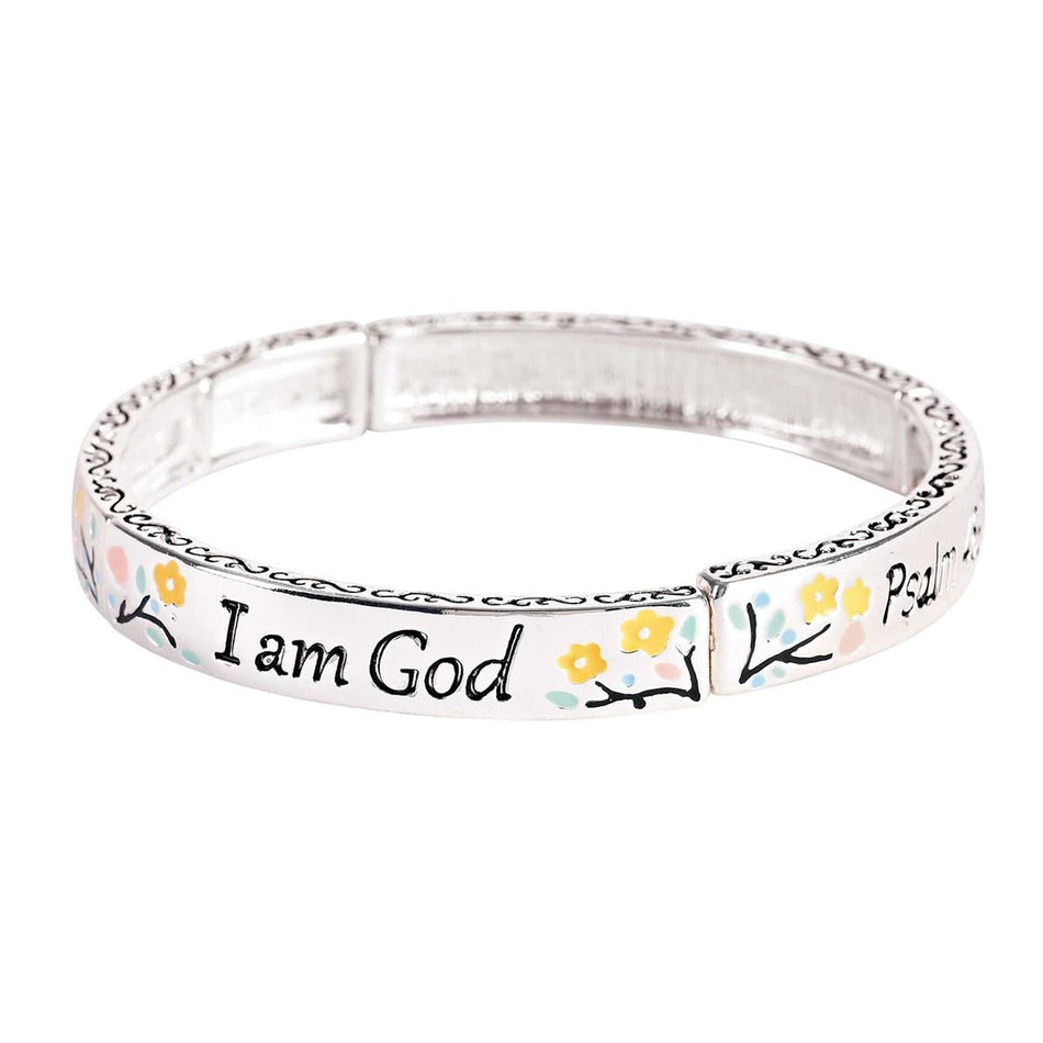 Bracelet Be Still And Know Floral Tile by Dicksons, product view 2
