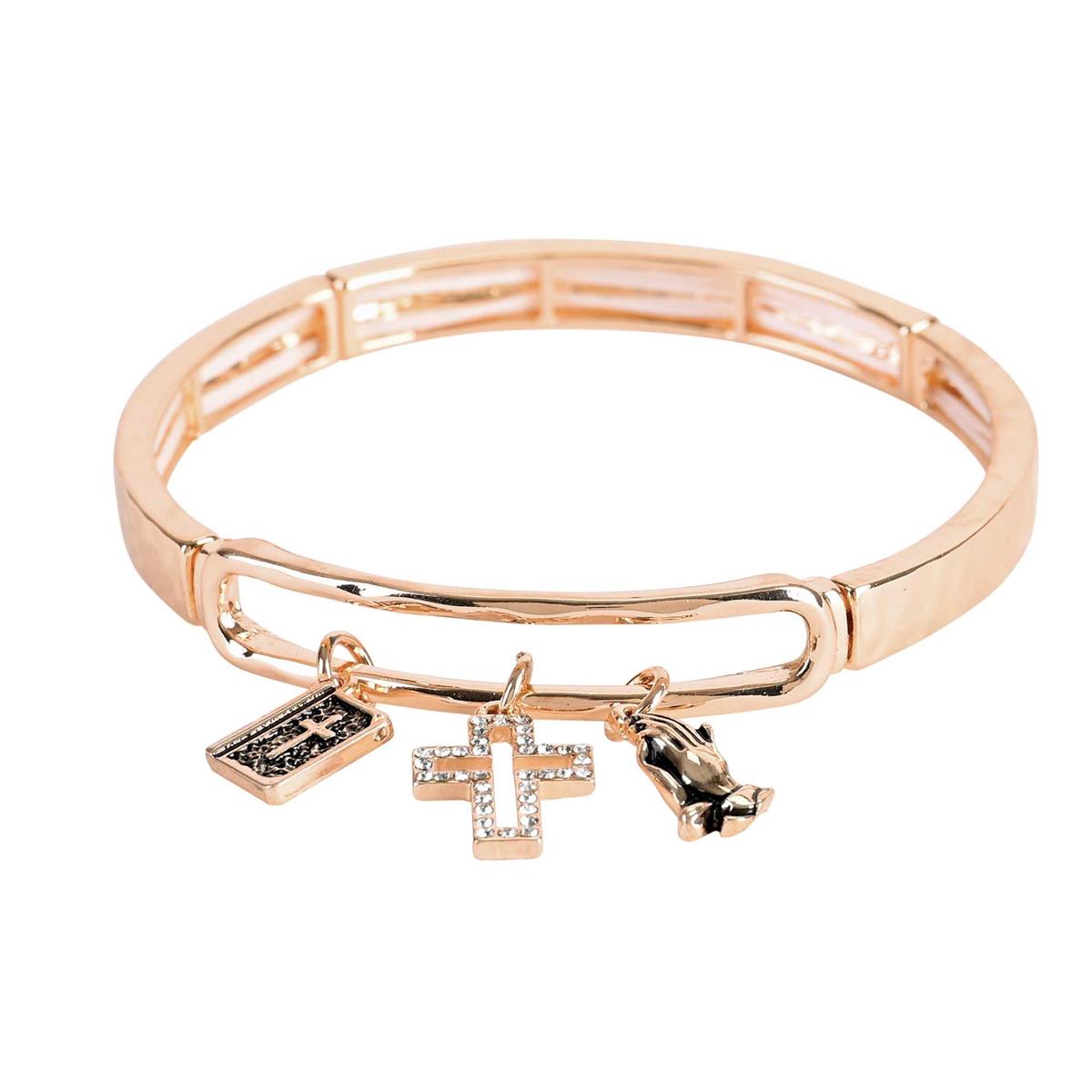 Bracelet Stretch Praying Hands Cross by Dicksons