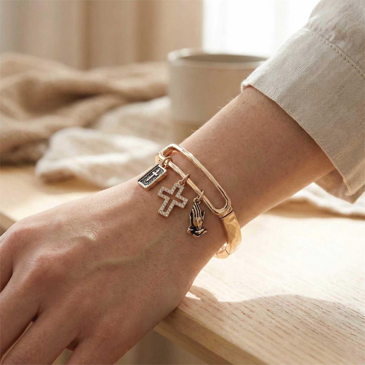 Bracelet Stretch Praying Hands Cross by Dicksons, product view 3