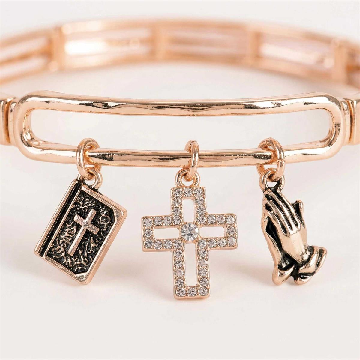 Bracelet Stretch Praying Hands Cross by Dicksons, product view 6