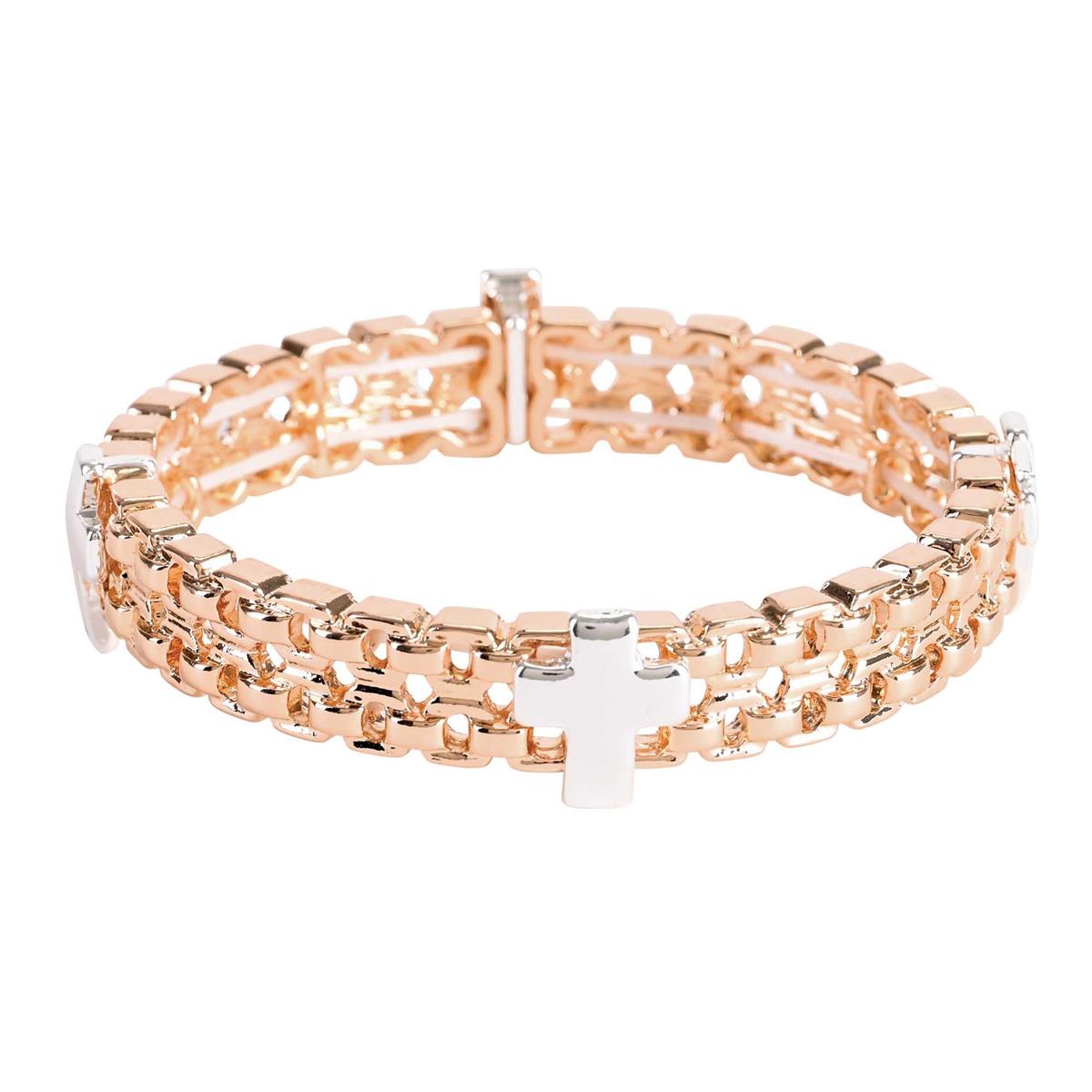 Bracelet 2Tone Tailored Chain Cross by Dicksons
