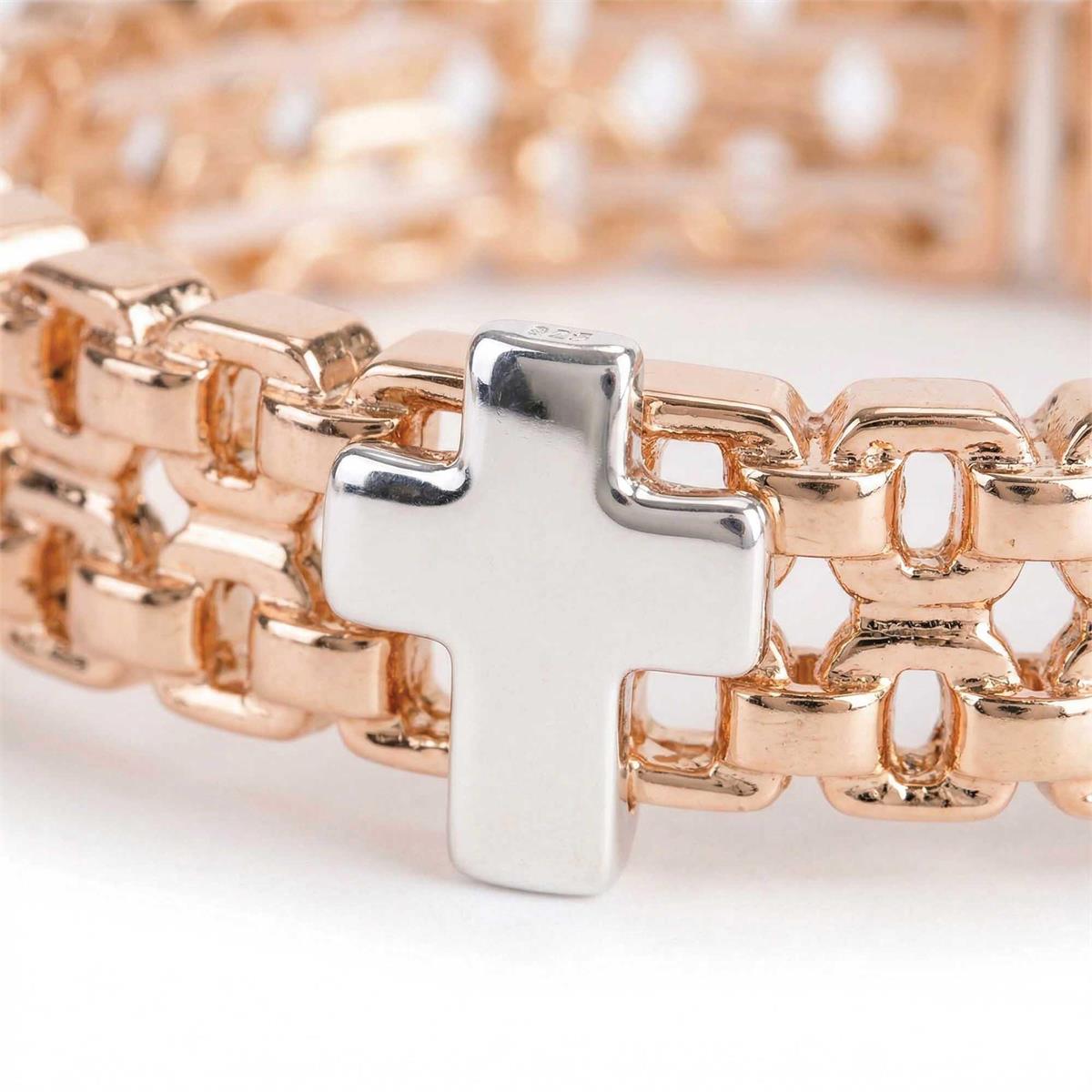 Bracelet 2Tone Tailored Chain Cross by Dicksons, product view 6