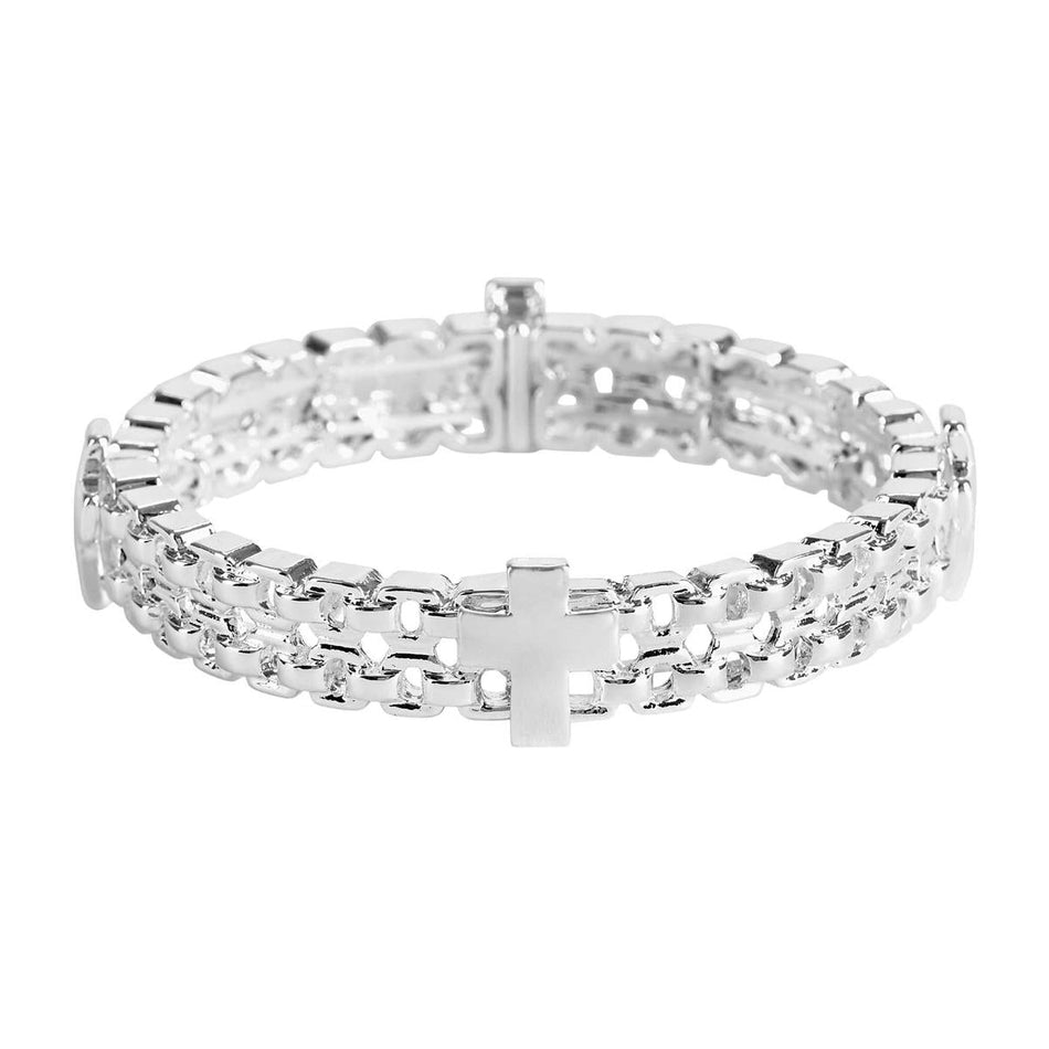 Bracelet Silver Tailored Chain Cross by Dicksons