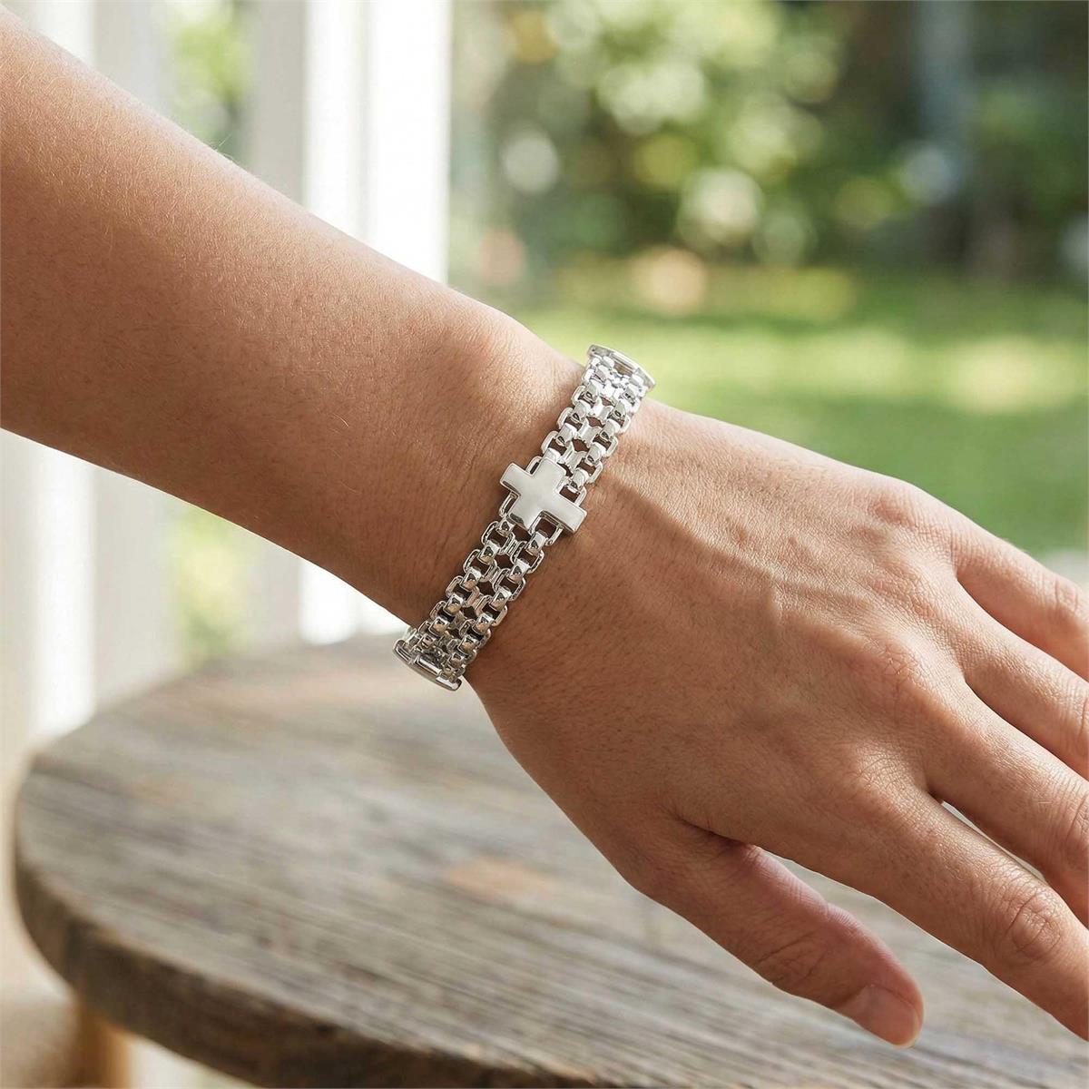 Bracelet Silver Tailored Chain Cross by Dicksons, product view 3