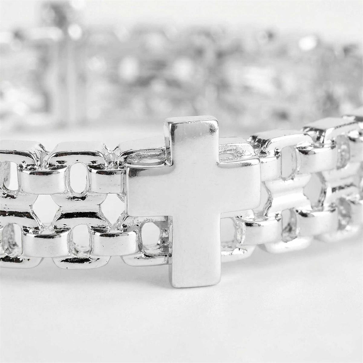 Bracelet Silver Tailored Chain Cross by Dicksons, product view 6