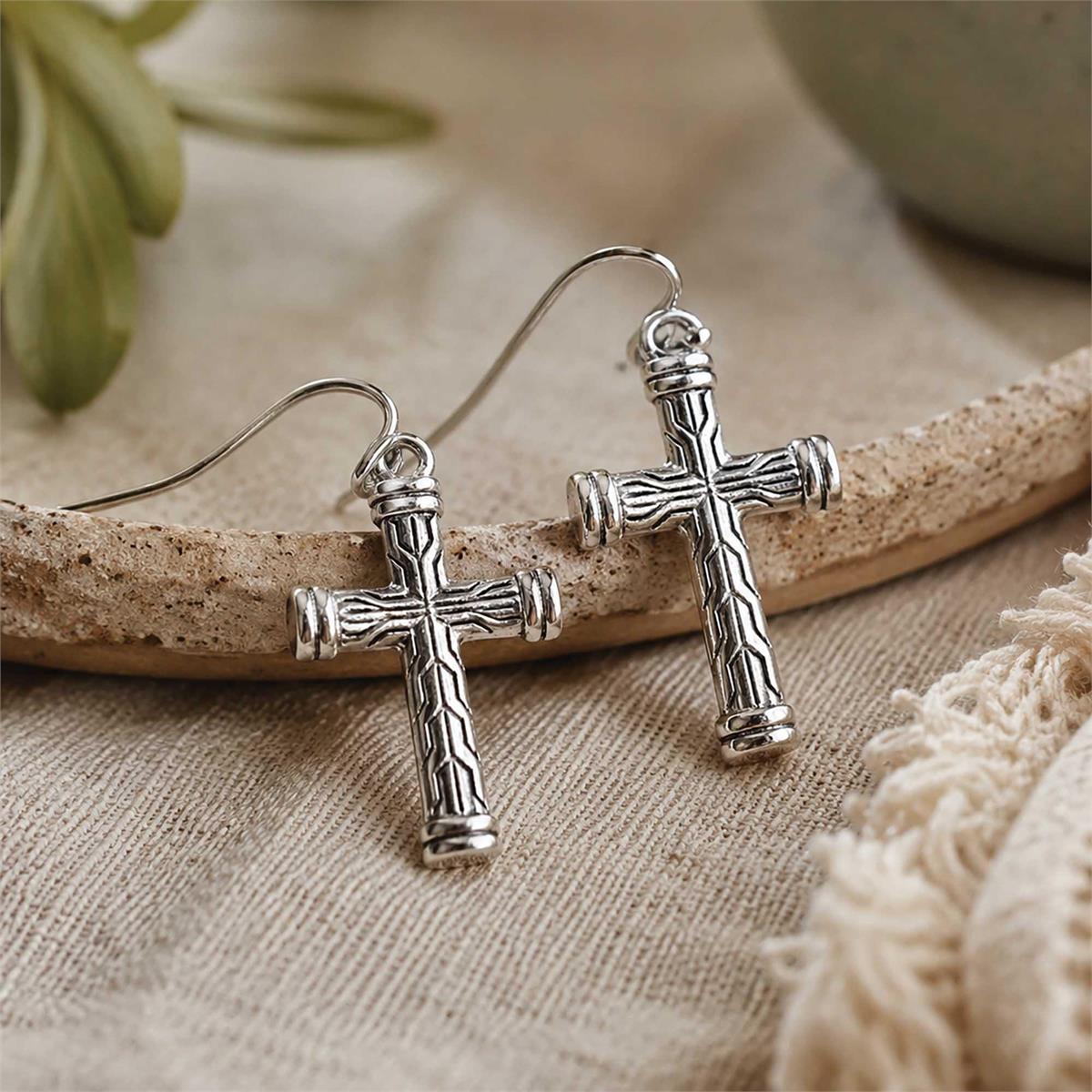 Earrings Tailored Rhinestone Cross Endca by Dicksons, product view 3