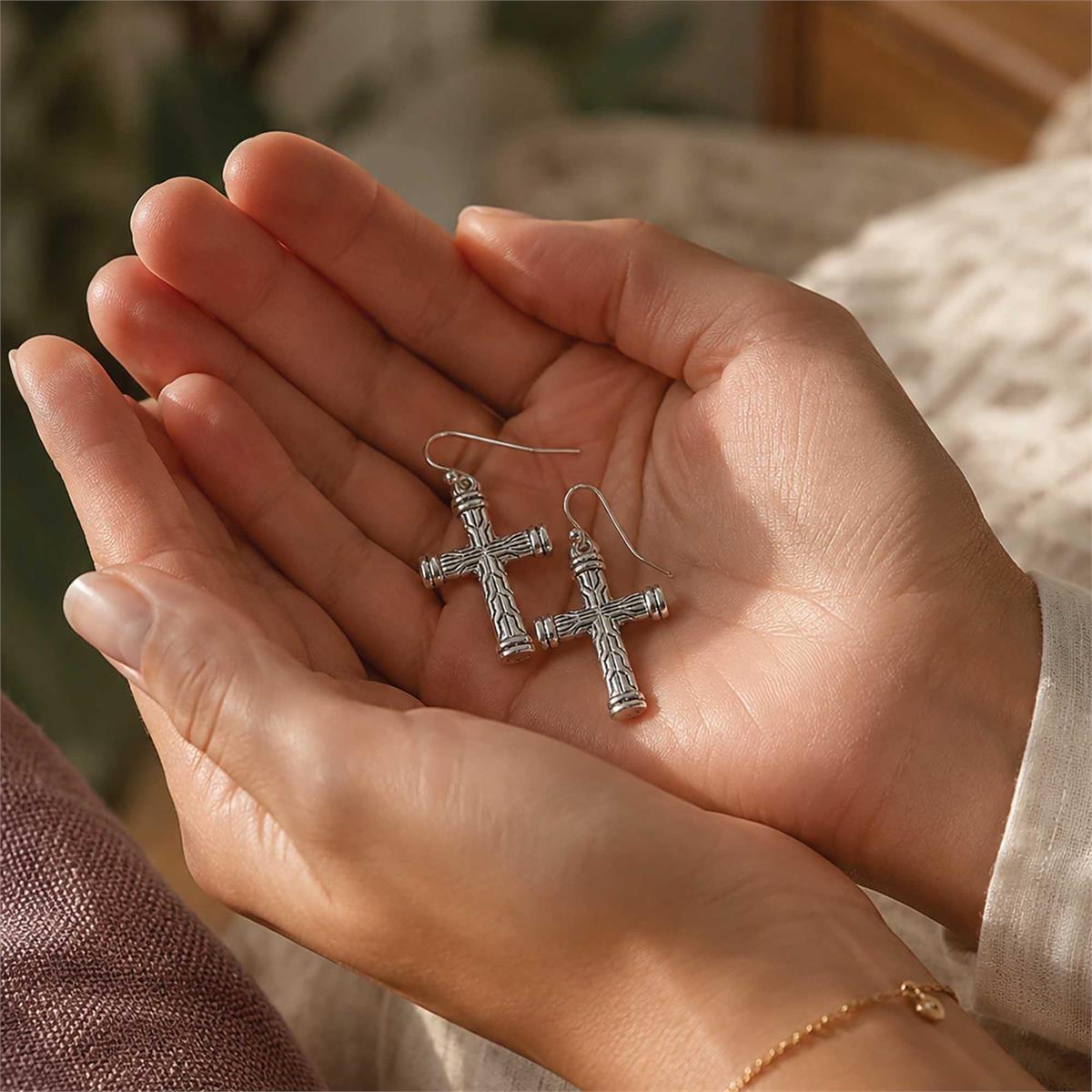 Earrings Tailored Rhinestone Cross Endca by Dicksons, product view 4