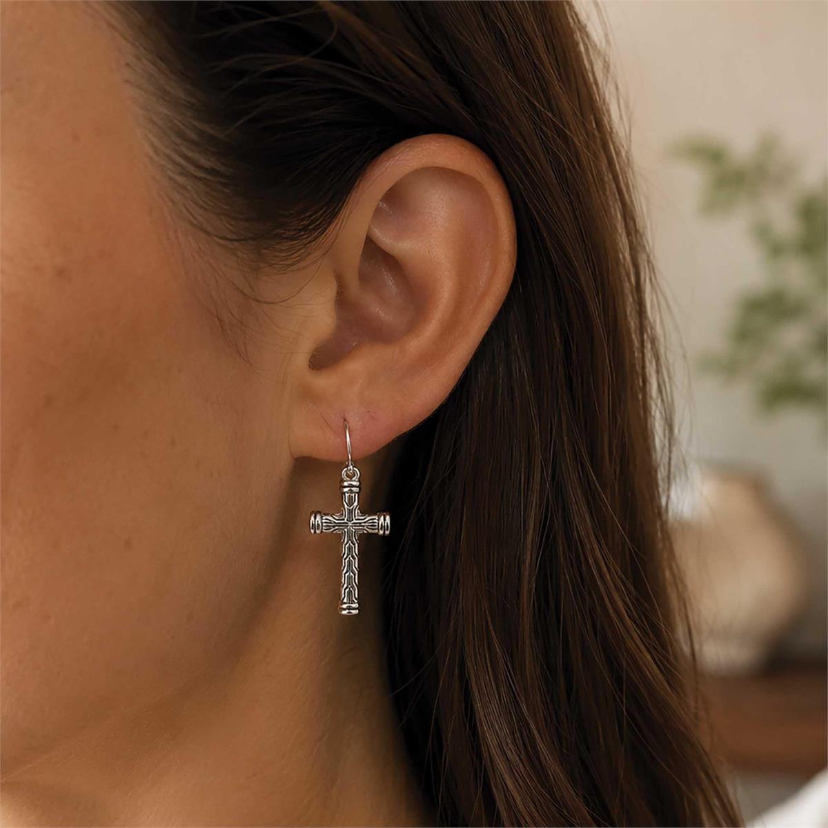 Earrings Tailored Rhinestone Cross Endca by Dicksons, product view 5