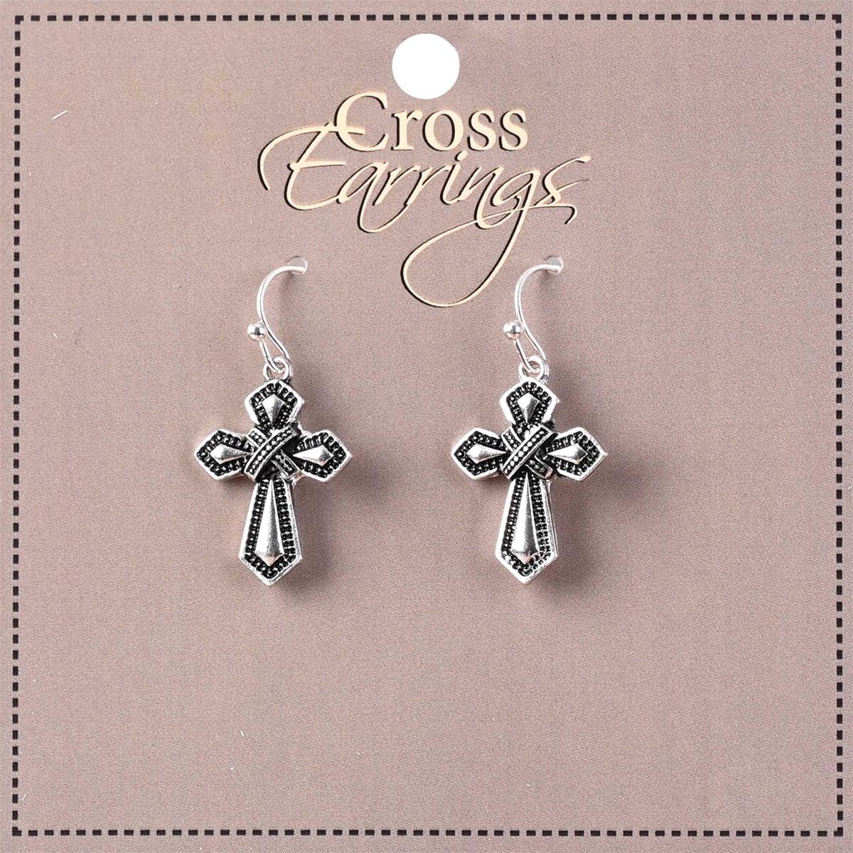 Earrings Tailored Flared Cross .75H by Dicksons, product view 2